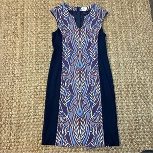 HD in Paris Blue and Purple Midi Dress large